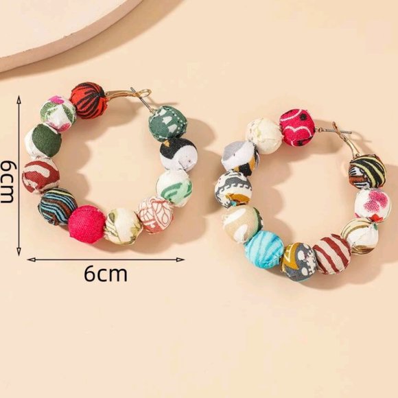 Multi Fabric Hoop Earrings - Picture 2 of 2